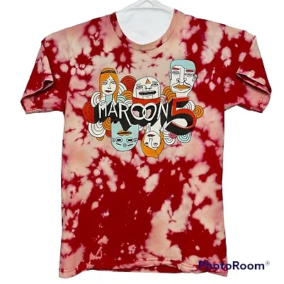 Maroon 5 Shirt Mens Medium Tie Dye American Apparel Red White Tee T-shirt • $13.18