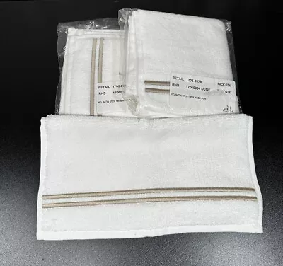 Restoration Hardware Hotel Satin Stitch  Turkish Cotton Washcloth White Dune 3 • $38