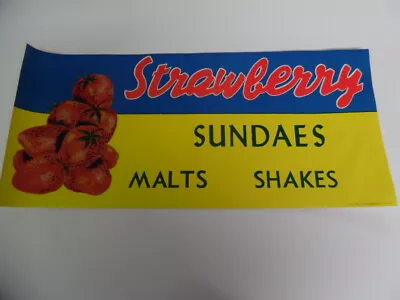 1950's Drive-In Restaurant Strawberry Ice Cream Paper Advertising Sign Vintage • $15