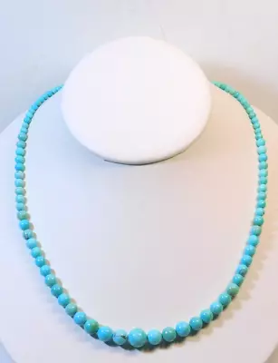 Jay King DTR Mine Finds Sterling Silver Blue Turquois Graduated Bead Necklace • £15.81