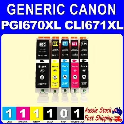 Generic 5x PGI670XL CLI671XL CLI671 Inks For Canon Pixma MG5760 MG5765 MG6860 • $18