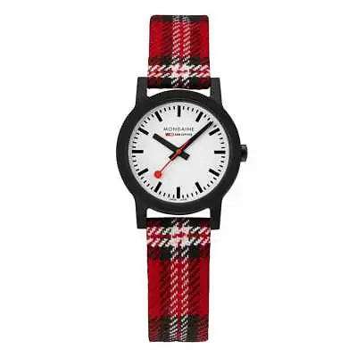 Mondaine MS1.32111.LC Essence Black Case 30mm Red Plaid Quartz Women's Watch • $187