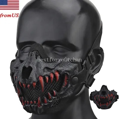 Tactical Half Mask Airsoft Skull Half Face Halloween Tusk • $20.39