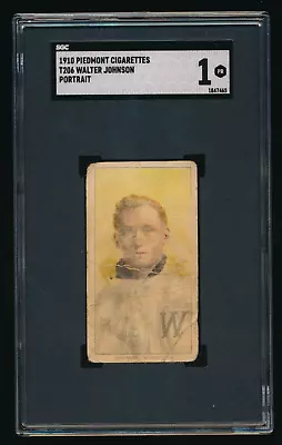 1909-11 T206 Walter Johnson Portrait Washington Piedmont Series 350 SGC 1 PR • $1129.99