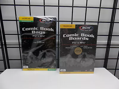 (100) New BCW Golden Age Resealable Comic Book Bags And Boards • $29.95