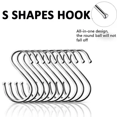S Hooks Stainless Steel 10x 100x Kitchen Meat Utensil Clothes Hanger Hanging • £2.97
