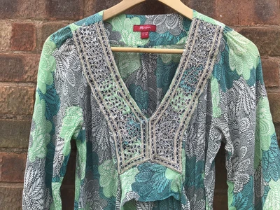 £12.99 • Buy Monsoon Silk Blouse Tunic Size Uk 10 - Green - Lightweight - Summer