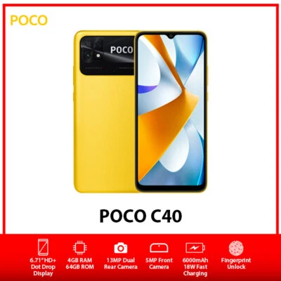 $279.99 • Buy (Unlocked) Xiaomi POCO C40 6.71” Dual SIM Android Mobile Phone – Yellow/4GB+64GB