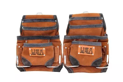 2 Pc Suede Leather Tool Apron Carpenter Rig Movable Waist Pouch & Hammer Holder • $27.86