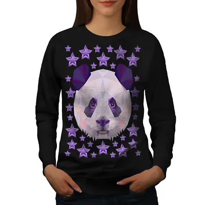 Wellcoda Panda Star Cute Animal Womens Sweatshirt Star Casual Pullover Jumper • £22.99
