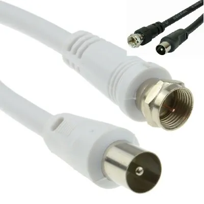 Tv Freeview Satellite Coax F Plug To Rf Male Plug Cable Aerial Antenna Fly Lead • £3.29