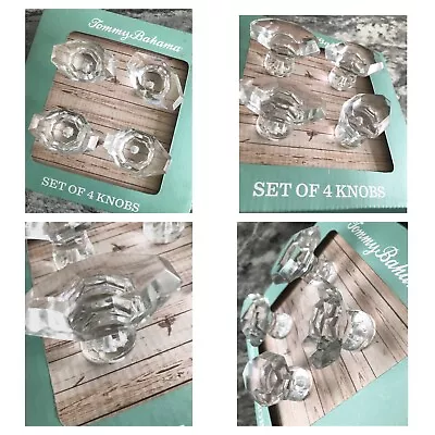 Designer TOMMY BAHAMA Acrylic Crystal Set Of 4 Faceted Door Knobs New Box Sealed • £14.99