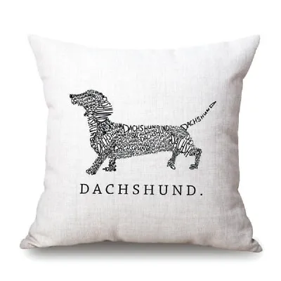 Furever Gifts Dachshund Sausage Dog Word Art Cushion Cover Linen 18  Dog Lover • £5.99