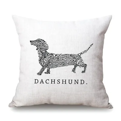 £6.99 • Buy NEW Furever Gifts Dachshund Sausage Dog Word Art Cushion Cover Linen 18  UK