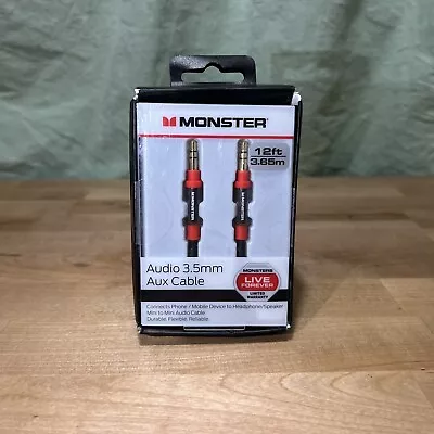 Monster 12ft Audio 3.5mm Aux Cable Phone/Mobile To Headphone/Speaker • $11.87