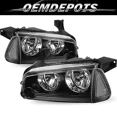 For 2006-2010 Dodge Charger Black Headlights Clear Corner Headlamps Set Of 2PC • $94.99