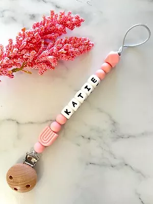 Personalised Dummy Clip - Custom Pacifier Chain - Newborn Gift Soother Holder • $12.84