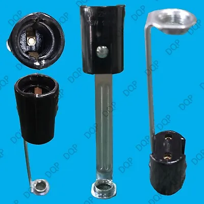 2x E14 SES Lamp Holder With Stem Chandelier Light Bulb Socket Black 100mm X 21mm • £3.99
