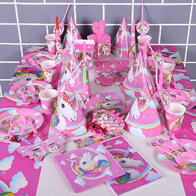 $39.95 • Buy Unicorn Fantasy Horse Kids Birthday Party Supplies Set Decoration Girl