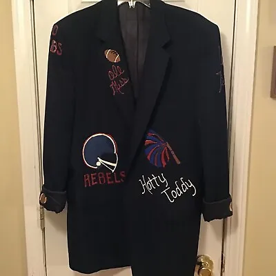 VTG Ole Miss Rebels Colonel Reb Sports Coat Jacket Hand Painted Large Reb Back • $24.99