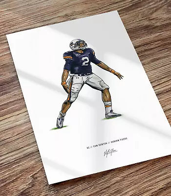 Cam Newton Poster Auburn Tigers Football Art Illustrated Poster Print • $24.99