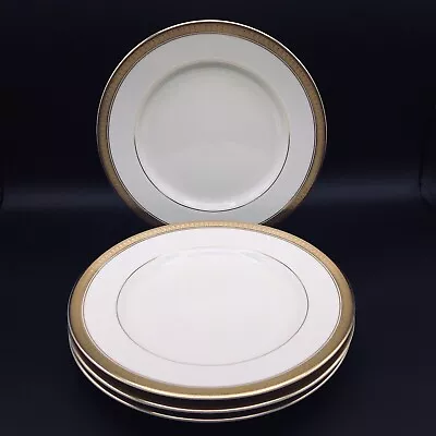 Salad Plate Palatial Gold By MIKASA Gold Encrusted Band Gold Line & Rim Set Of 4 • $32