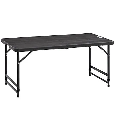 Outsunny Foldable Outdoor Dining Table For 4 Height Adjustable Steel Legs • £38.99