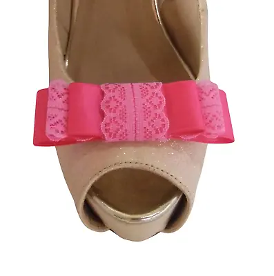 £9.99 • Buy Satin & Lace Triple Bow Shoe Clips - Handmade - Various Colours