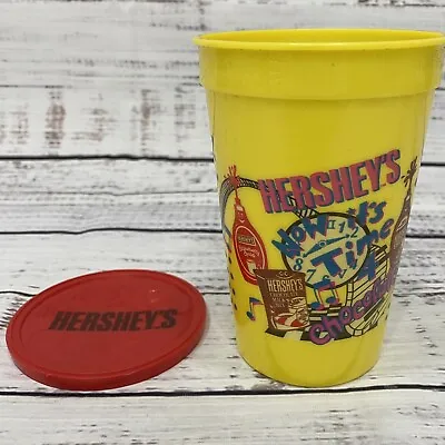 Vintage 1992 Hersheys Chocolate Milk Plastic Yellow Red Lid Drinking Sip Cup 90s • $19.99