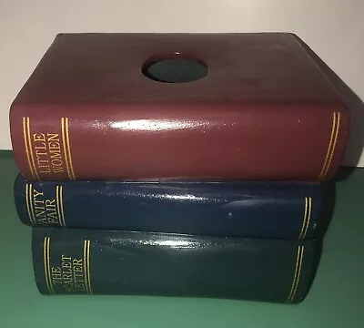 Vintage Tissue Cover Holder Square Stacked Fake Books Faux • $14