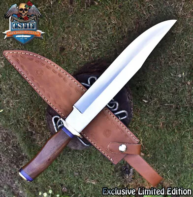 CSFIF Hand Crafted Bowie Knife D2 Tool Steel Walnut Wood Brass Guard Sports Rare • $5.50