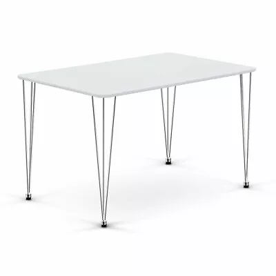 Ivinta White Modern Dining Table Wood Rectangle For 4/6 Hairpin Kitchen Room • $138.90