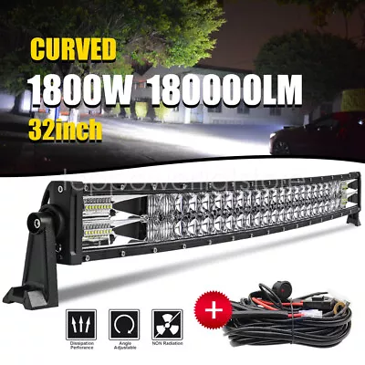 12D 32inch Curved LED Light Bar Combo Beam+ Wiring Kit Offroad Truck 4WD ATV SUV • $148.79