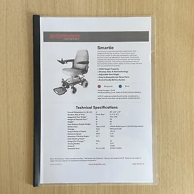 £9.35 • Buy Manual + Extra Info For The Smartie Powerchair UL8W - Shoprider Roma Wheelchair