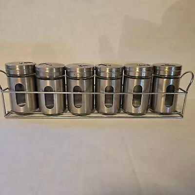 Spice Rack Stainless Steel  6 Shakers With Storage Rack • $14.99