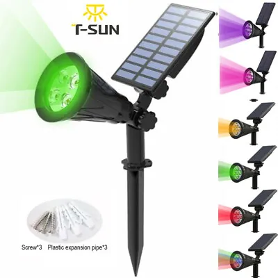 T-SUN 4/7 LED Solar Spot Light Outdoor Garden Yard Path Security Waterproof Lamp • £14.99