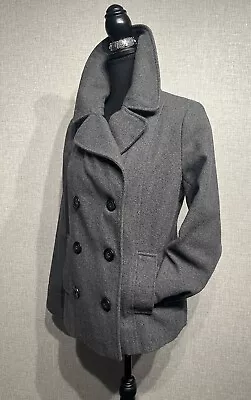 Merona SZ M Women’s Gray Wool Blend Double Breasted Pea Coat  • $25