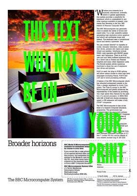 BBC Micro Magazine Advert A3 Poster On 270gsm Ilford Galerie Paper • £19.95