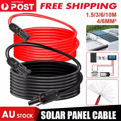 AU 6/10M Black+Red Solar Panel Extension Cable Wire+MC4 Connector 4/6mm²  • $37.69