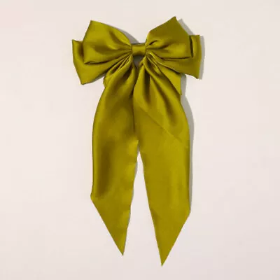 Two-layers Bows Barrettes Oversize Bow Hair Clip Satin Bowknot Ribbon Hairpin  + • $3.67