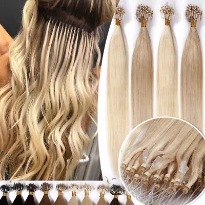 Micro Ring Loop Tip Remy Human Hair Extensions Straight Micro Beads Link Blonde • $38.48