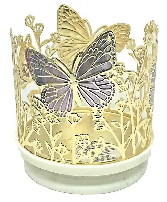 Bath & Body Works Butterfly 3 Wick Candle Holder Gold Branches Marble Base • $55.99