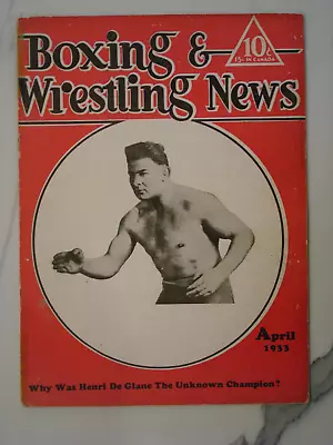 Boxing & Wrestling News - April 1933 - Very Rare • $9.95