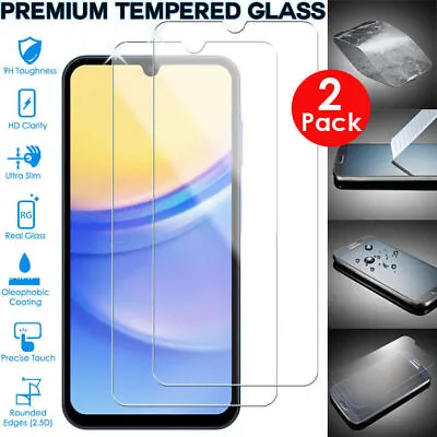 2 Pack Genuine TEMPERED GLASS Screen Protector For Samsung Galaxy A15 A25 A35A55 • £3.19