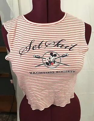 Womens Mickey Mouse Sailor Cropped Sleeveless Tee Size M • $5.99