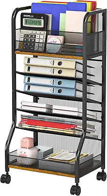 Rolling File Cart 6 Tier File Organizer CartRolling Office Cart Homeschool Orga • $65.02