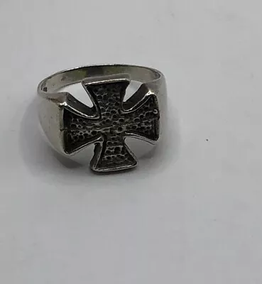 Sterling Silver Textured Maltese Cross Ring Band Style Size 8 1/4 • $21.99