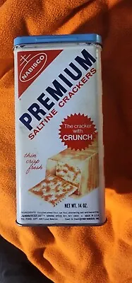 Vintage Nabisco Premium Saltine Crackers 14 Oz 1969 Tin USA • $600