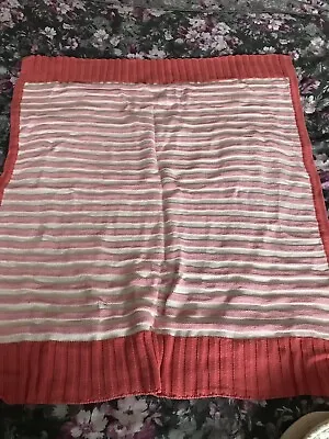 Mamas And Papas Baby Knitted Blanket Pink Stripes • £12