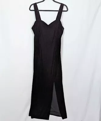 Vintage 90s Y2K ONXY Nite 16 Black Vampy Whimsygoth Velvet Maxi Prom Dress Gown • $49.99